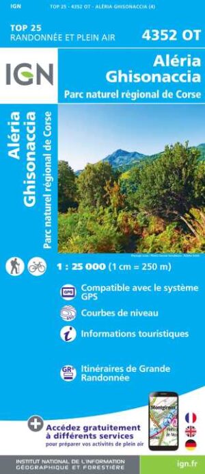 wandelkaart 4352OT Vezzani, Ghisonaccia, Aleria 1:25.000 9782758546931  IGN IGN 25 Corsica  Wandelkaarten Corsica