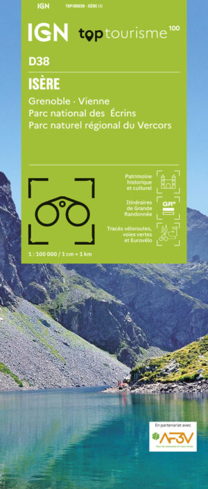 TCD-38 Isère | overzichtskaart / fietskaart 1:100.000 9782758553373  IGN TOP 100 Départemental  Fietskaarten, Landkaarten en wegenkaarten Vercors, Chartreuse, Grenoble, Isère