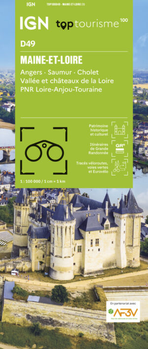 TCD-49 Maine-et-Loire | overzichtskaart / fietskaart 1:100.000 9782758555575  IGN TOP 100 Départemental  Fietskaarten, Landkaarten en wegenkaarten Loire & Centre