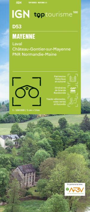 TCD-53 Mayenne | overzichtskaart / fietskaart 1:100.000 9782758555582  IGN TOP 100 Départemental  Fietskaarten, Landkaarten en wegenkaarten Loire & Centre