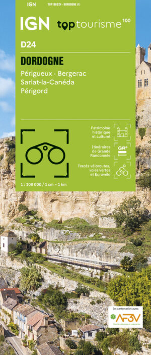 TCD-24 Dordogne | overzichtskaart / fietskaart 1:100.000 9782758556404  IGN TOP 100 Départemental  Fietskaarten, Landkaarten en wegenkaarten Dordogne