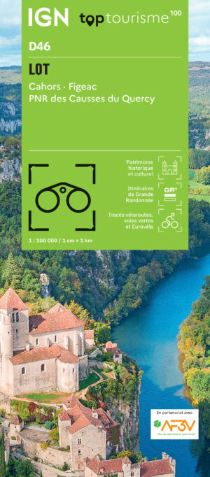 TCD-46 Lot | overzichtskaart / fietskaart 1:100.000 9782758556435  IGN TOP 100 Départemental  Fietskaarten, Landkaarten en wegenkaarten Lot, Tarn, Toulouse