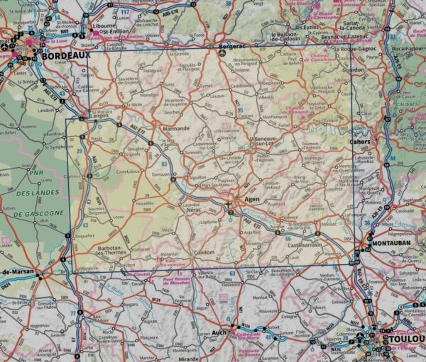 TCD-47 Lot-et-Garonne | overzichtskaart / fietskaart 1:100.000 9782758556442  IGN TOP 100 Départemental  Fietskaarten, Landkaarten en wegenkaarten Dordogne