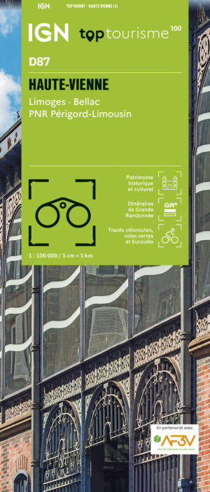 TCD-87 Haute-Vienne | overzichtskaart / fietskaart 1:100.000 9782758556510  IGN TOP 100 Départemental  Fietskaarten, Landkaarten en wegenkaarten Loire & Centre