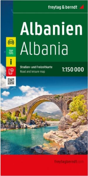Albanië | wegenkaart,  autokaart 1:150.000 9783707924121  Freytag & Berndt   Landkaarten en wegenkaarten Albanië