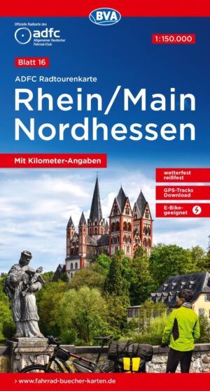 ADFC-16 Rhein/Main/Nordhessen | fietskaart 1:150.000 9783969902288  ADFC / BVA Radtourenkarten 1:150.000  Fietskaarten Hessen