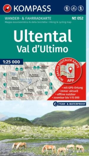 Kompass wandelkaart KP-052 Ultental 1:25.000 9783991542865  Kompass Wandelkaarten KP25 Zuid-Tirol, Dolomieten  Wandelkaarten Zuid-Tirol, Dolomieten