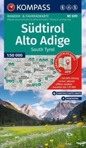 Kompass wandelkaart KP-699 Südtirol, Alto Adige 9783991543008  Kompass Wandelkaarten KP50 Zuid-Tirol, Dolomieten  Wandelkaarten Zuid-Tirol, Dolomieten