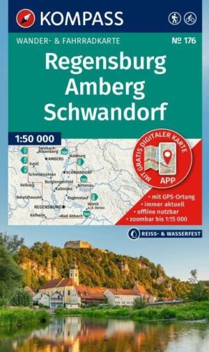 Kompass wandelkaart KP-176  Regensburg und Umgebung | geplastificeerd 9783991543626  Kompass Wandelkaarten Kompass Beierse Woud  Wandelkaarten Beierse Woud, Regensburg, Passau