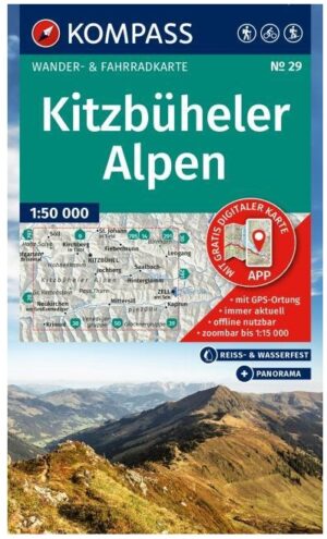 Kompass wandelkaart KP-29 Kitzbüheler Alpen 1:50.000 9783991543688  Kompass Wandelkaarten Kompass Oostenrijk  Wandelkaarten Tirol