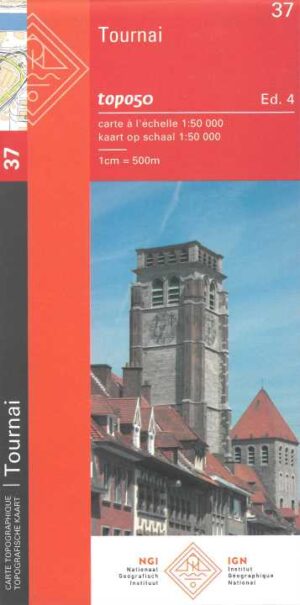 NGI-37  Tournai (topografische kaart 1:50.000) 9789462355644  Nationaal Geografisch Instituut NGI Wallonië 1:50.000  Wandelkaarten Wallonië (Ardennen)