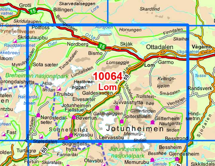 Topografische wandelkaart 10064 Lom 1:50.000 7071940100641 Nordeca Norge Serien Wandelkaarten Midden-Noorwegen Topografische wandelkaart 10064 Lom 1:50.000 7071940100641 Nordeca Norge Serien Wandelkaarten Midden-Noorwegen