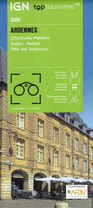TCD-08 Ardennes | overzichtskaart / fietskaart 1:100.000 9782758556558  IGN TOP 100 Départemental  Fietskaarten, Landkaarten en wegenkaarten Champagne, Franse Ardennen