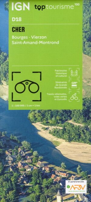 TCD-18 Cher | overzichtskaart / fietskaart 1:100.000 9782758556565  IGN TOP 100 Départemental  Fietskaarten, Landkaarten en wegenkaarten Loire & Centre