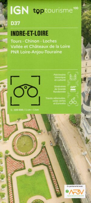 TCD-37 Indre-et-Loire | overzichtskaart / fietskaart 1:100.000 9782758556602  IGN TOP 100 Départemental  Fietskaarten, Landkaarten en wegenkaarten Loire & Centre