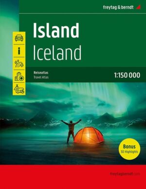 Wegenatlas IJsland 1:150.000 9783707922301  Freytag & Berndt   Wegenatlassen IJsland