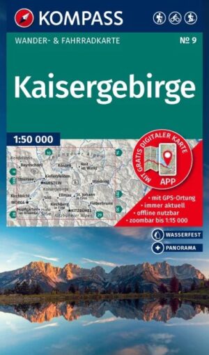 Kompass wandelkaart KP-9 Kaisergebirge 9783991542957  Kompass Wandelkaarten Kompass Oostenrijk  Wandelkaarten Tirol