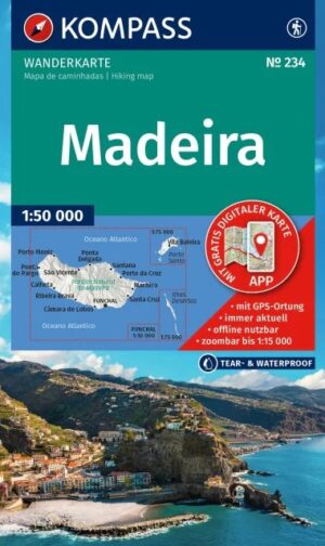 Kompass wandelkaart KP-234 Madeira 1:50.000 9783991543671  Kompass Wandelkaarten   Wandelkaarten Madeira
