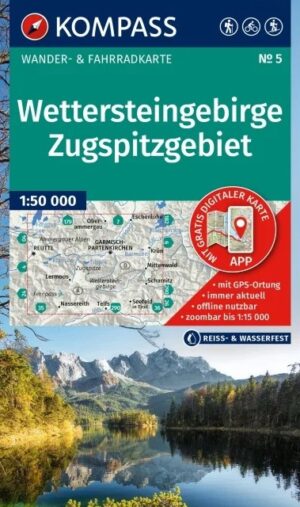 Kompass wandelkaart KP-5 Wettersteingebirge, Zugspitze 9783991543701  Kompass Wandelkaarten Kompass Oberbayern  Wandelkaarten Beierse Alpen
