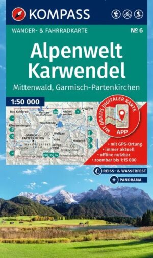 Kompass wandelkaart KP-6 Alpenwelt Karwendel 9783991543725  Kompass Wandelkaarten Kompass Oberbayern  Wandelkaarten Beierse Alpen