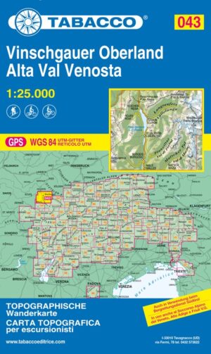 TAB-043 Val Venosta/ Obervinschgau | Tabacco wandelkaart 9788883151392  Tabacco Tabacco 1:25.000  Wandelkaarten Zuid-Tirol, Dolomieten