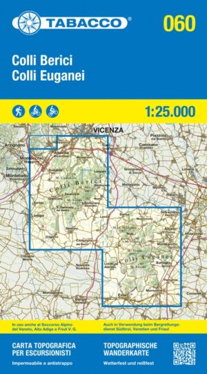 TAB-060  Colli Euganei | Tabacco wandelkaart 9788883151798  Tabacco Tabacco 1:25.000  Wandelkaarten Zuid-Tirol, Dolomieten