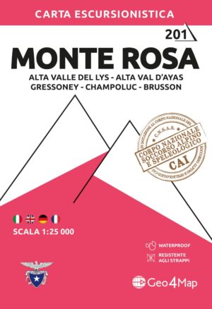G4M-201 Monte Rosa | wandelkaart 1:25.000 9788899606961  Geo4Map   Wandelgidsen Aosta, Gran Paradiso