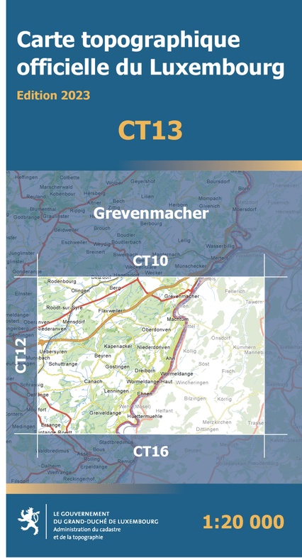 CT13 Grevenmacher | Topografische kaart 1:20.000 5425013068239 Le Gouvernement du Grand-Duché Topografische Kaart Luxemburg Wandelkaarten Luxemburg CT13 Grevenmacher | Topografische kaart 1:20.000 5425013068239 Le Gouvernement du Grand-Duché Topografische Kaart Luxemburg Wandelkaarten Luxemburg