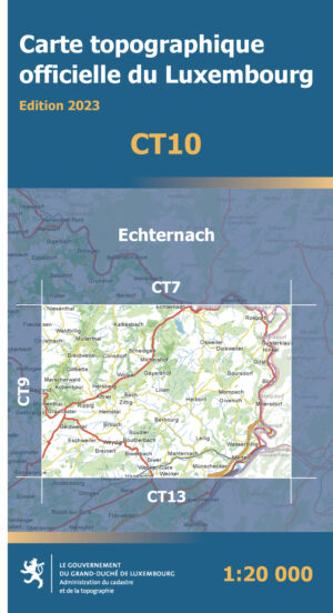 CT10 Echternach | Topografische kaart 1:20.000 5425013068277  Le Gouvernement du Grand-Duché Topografische Kaart Luxemburg  Wandelkaarten Luxemburg