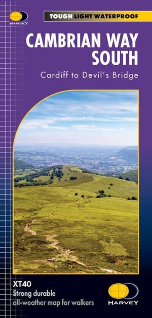 Cambrian Way South | wandelkaart 1:40.000 9781851376889  Harvey Maps   Meerdaagse wandelroutes, Wandelkaarten Wales, Zuid-Wales, Pembrokeshire, Brecon Beacons