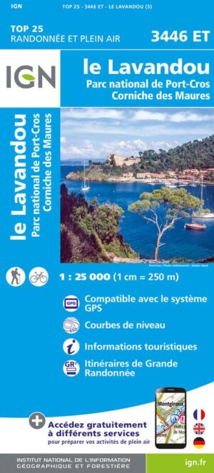 wandelkaart 3446ET Le Lavandou 1:25.000 9782758554011  IGN IGN 25 Côte-d'Azur, Var  Wandelkaarten Côte d’Azur
