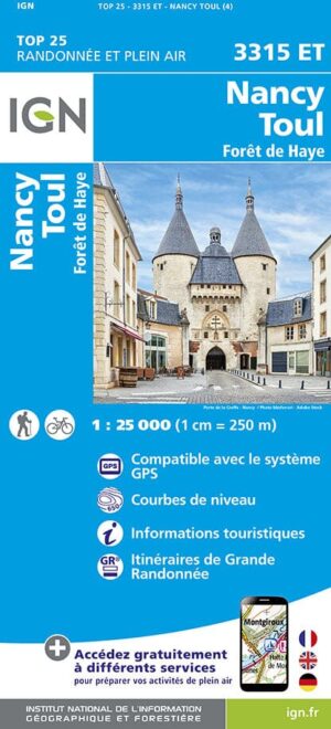 wandelkaart 3315ET Nancy, Toul 1:25.000 9782758555902  IGN IGN 25 Lotharingen  Wandelkaarten Lotharingen, Nancy, Metz