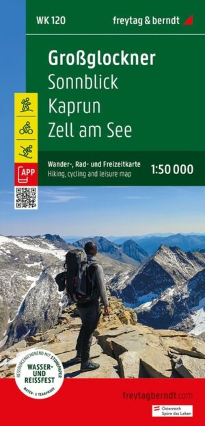 WK-120  Grossglockner,Sonnblick,Kaprun,Zell am See wandelkaart 1:50.000 9783707920635  Freytag & Berndt WK 1:50.000  Wandelkaarten Salzburger Land & Stiermarken