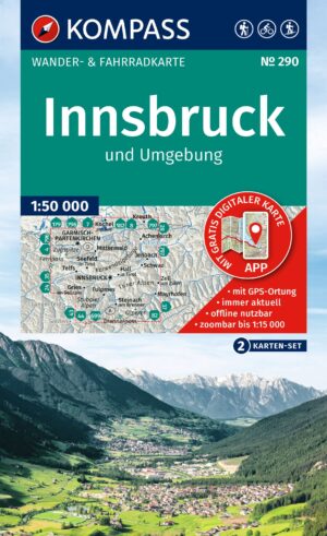 Kompass wandelkaart KP-290  Innsbruck und Umgebung 9783991541509  Kompass Wandelkaarten Kompass Oostenrijk  Wandelkaarten Tirol