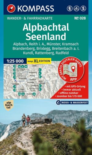 Kompass wandelkaart KP-028 Alpbachtal, Seenland 1:25.000 9783991543077  Kompass Wandelkaarten Kompass Oostenrijk  Wandelkaarten Tirol