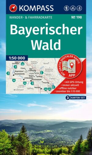 Kompass wandelkaart KP-198 Bayerischer Wald, kaartenset 9783991543787  Kompass Wandelkaarten Kompass Beierse Woud  Wandelkaarten Beierse Woud, Regensburg, Passau