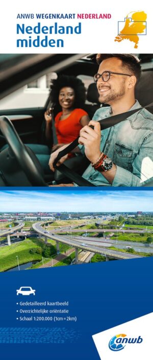 Nederland Midden | wegenkaart 1:200.000 9789018053826  ANWB ANWB wegenkaarten 1:200.000  Landkaarten en wegenkaarten Oost Nederland, West Nederland
