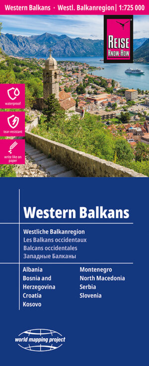 Balkan, Westelijke | landkaart, wegenkaart 1:725.000 9783831774890  Reise Know-How Verlag WMP, World Mapping Project  Landkaarten en wegenkaarten Westelijke Balkan