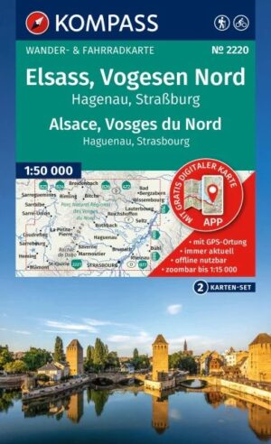 Kompass wandelkaart  KP-2220 Vogezen-Noord (Vogesen-Nord) 9783991544135  Kompass Wandelkaarten   Lopen naar Rome, Wandelkaarten Vogezen