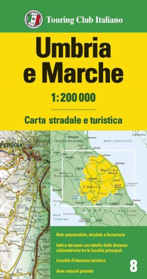 TCI-08  Umbria / Marche (Umbrië / De Marken) 1:200.000 9788836583256  TCI Italië Wegenkaarten  Landkaarten en wegenkaarten De Marken, Umbrië