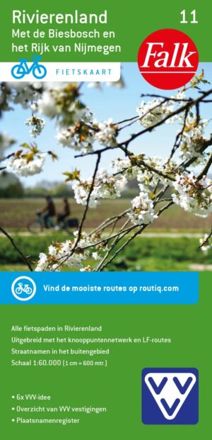 FFK-11 Rivierenland | VVV fietskaart 1:60.000 9789028705883  Falk Fietskaarten met Knooppunten  Fietskaarten Nijmegen en het Rivierengebied