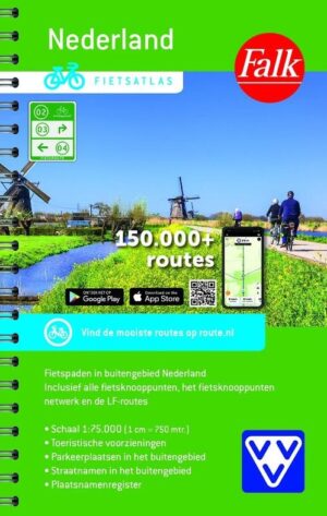 Fietsatlas Nederland,  1/75.000 9789028705920  Falk meerdaagse fietsroutes (NL)  Fietsgidsen, Fietskaarten, Meerdaagse fietsvakanties Nederland