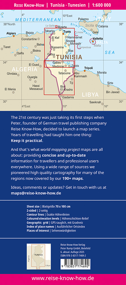 Tunesië landkaart, wegenkaart 1:600.000 9783831774692 Reise Know-How Verlag WMP, World Mapping Project Landkaarten en wegenkaarten Algerije, Tunesië, Libië Tunesië landkaart, wegenkaart 1:600.000 9783831774692 Reise Know-How Verlag WMP, World Mapping Project Landkaarten en wegenkaarten Algerije, Tunesië, Libië