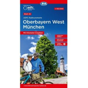 ADFC-26 Oberbayern/München | fietskaart 1:150.000 9783969902608  ADFC / BVA Radtourenkarten 1:150.000  Fietskaarten Beierse Alpen