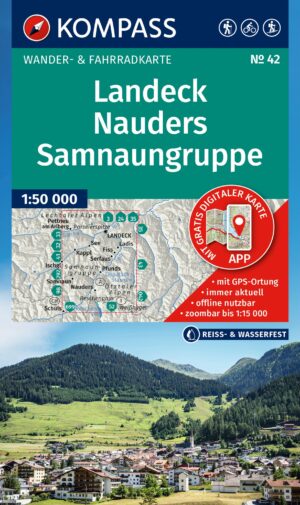 Kompass wandelkaart KP-42 Landeck-Nauders-Samnaungruppe 9783991544081  Kompass Wandelkaarten Kompass Oostenrijk  Wandelkaarten Tirol