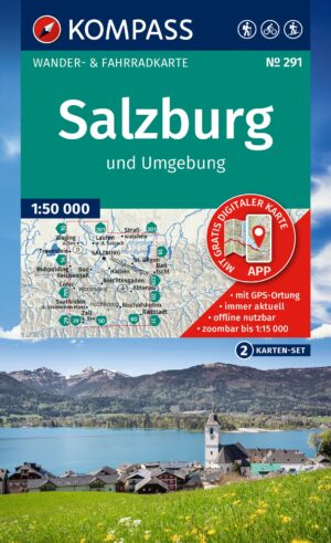 Kompass wandelkaart KP-291 Salzburg & omgeving 1:50.000 9783991544173  Kompass Wandelkaarten Kompass Oostenrijk  Wandelkaarten Salzburger Land & Stiermarken