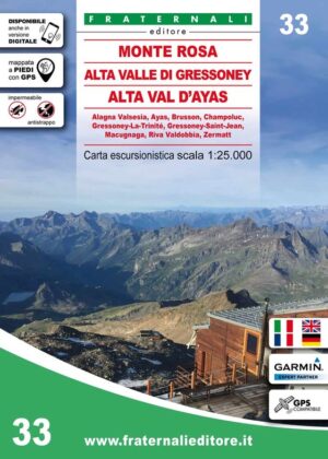 FRA-33 Monte Rosa Alta Valle di Gressoney - Alta Val d'Ayas | wandelkaart 1:25.000 9788897465546  Fraternali Editore Fraternali 1:25.000  Wandelkaarten Turijn, Piemonte