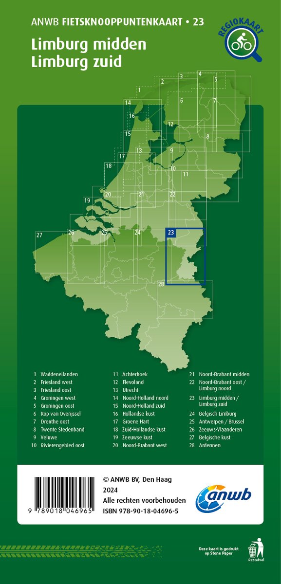 AFK-23 Limburg midden, Limburg zuid 1:100.000 ANWB fietskaart 1:100.000 9789018046965 ANWB Fietsknooppunten 1:100.000 Fietskaarten Maastricht en Zuid-Limburg, Noord- en Midden-Limburg AFK-23 Limburg midden, Limburg zuid 1:100.000 ANWB fietskaart 1:100.000 9789018046965 ANWB Fietsknooppunten 1:100.000 Fietskaarten Maastricht en Zuid-Limburg, Noord- en Midden-Limburg