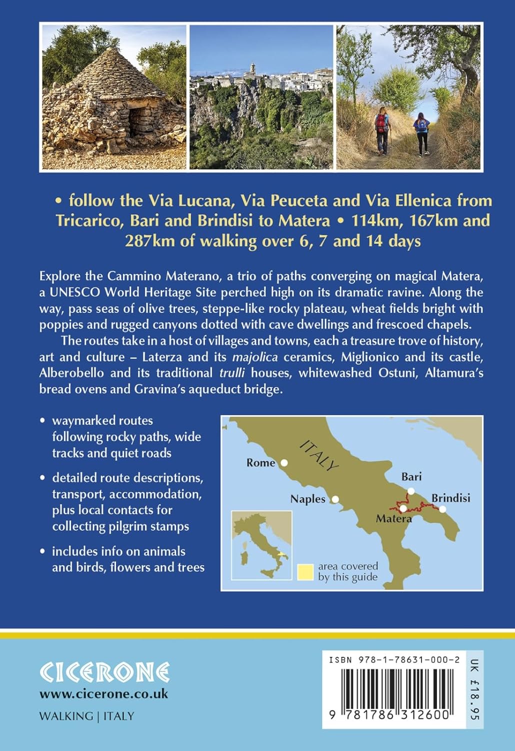 Walking the Cammino Materano 9781786312600 Cicerone Press Wandelgidsen Zuid-Italië Walking the Cammino Materano 9781786312600 Cicerone Press Wandelgidsen Zuid-Italië