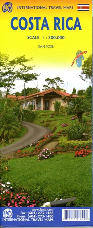 ITM Costa Rica Travelmap | landkaart, autokaart 1:300.000 9781771291804  International Travel Maps   Landkaarten en wegenkaarten Costa Rica